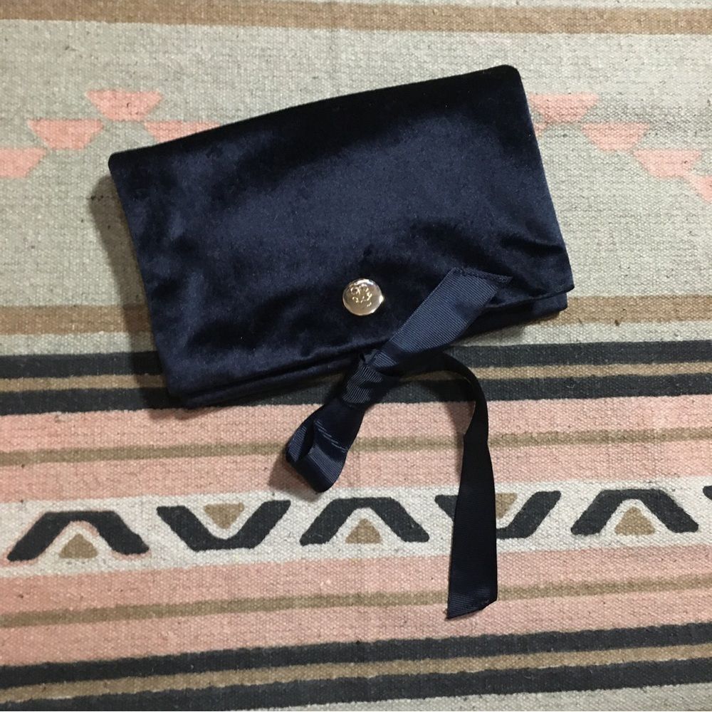Guerlain Black velvet velour flip pouch ribbon tie closure dustbag clutch gwp